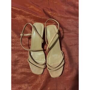 H&M Sandals Womens 40 Strappy Square Toe Low Block Heel Ankle Strap Open Toe